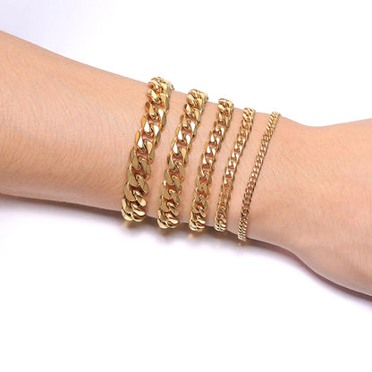 Golden Cuban Link Chain Bracelet - 7mm