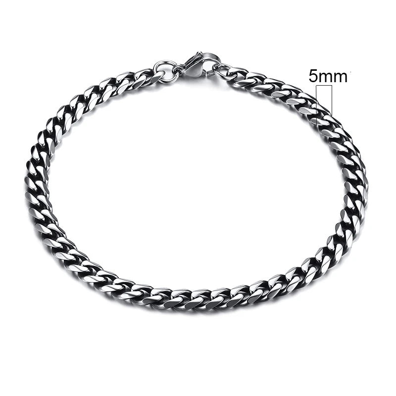 Silver Cuban Link Chain Bracelet - 5mm
